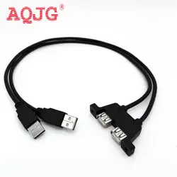 USB 2.0 Женский Панель крепление Combo Dual USB 2.0 мужчин и женщин удлинитель 20 см с винтом Панель крепление отверстия aqjg