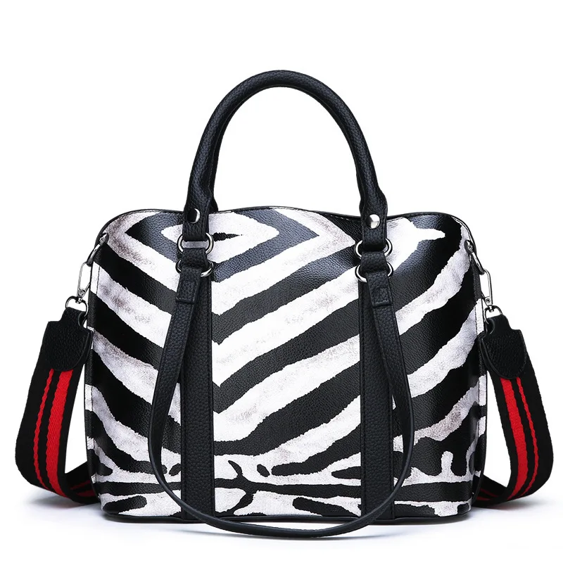 

Luxury Handbags Women Bags Zebra Leopard Strip Designer Brand Women Leather Bag Handbag Shoulder Bag 2019 Sac Ladies Hand Bags