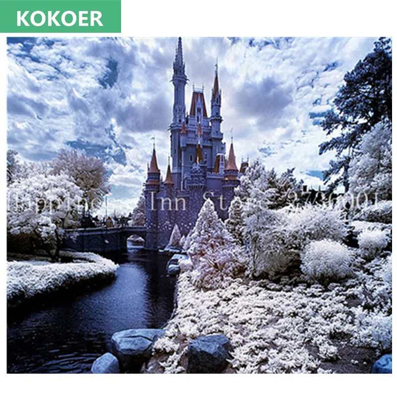 

New 5D DIY diamond mosaic castle painting rhinestones crystal landscape cross stitch patterns Russian Style Diamond Embroidery