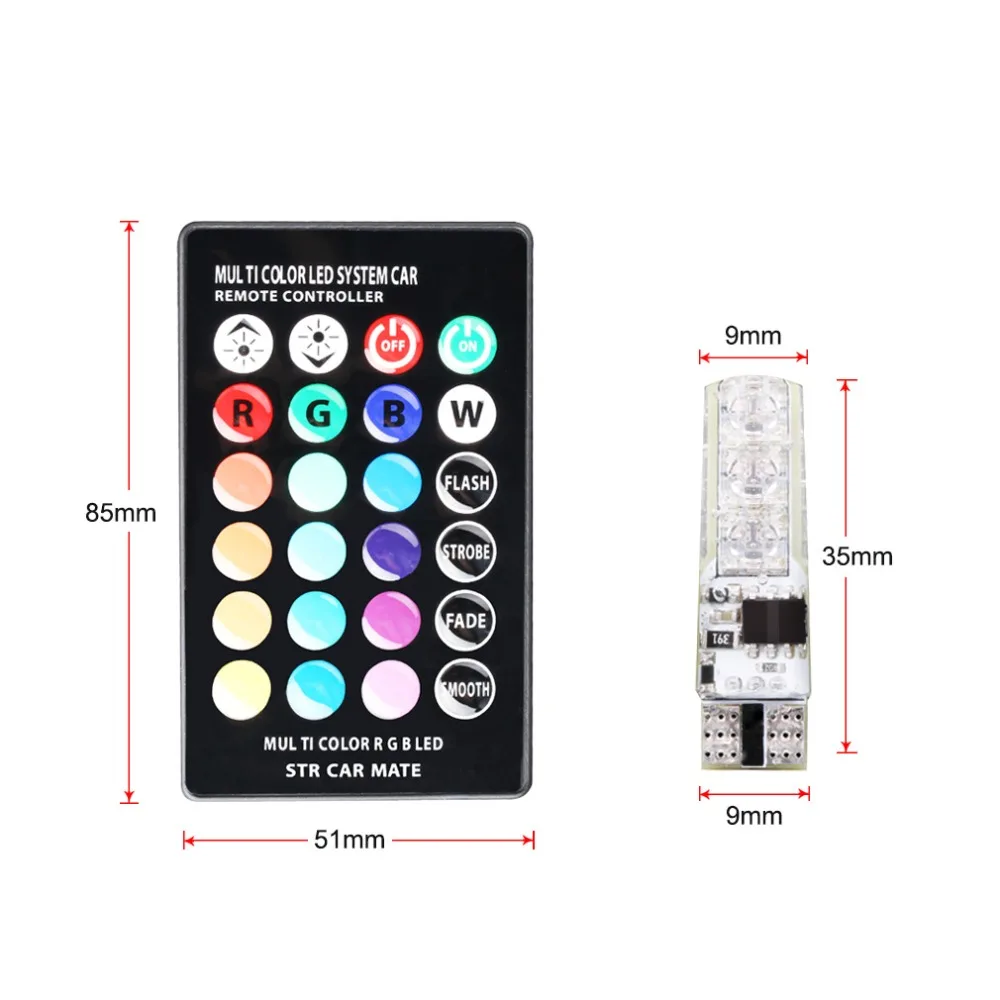 2x пульт дистанционного управления T10 W5W светодиодный светильник RGB Габаритные фонари для автомобиля для Ford Mondeo MK4 MK3 Focus 2 3 MK2 MK1 Fiesta Fusion Ranger S Max