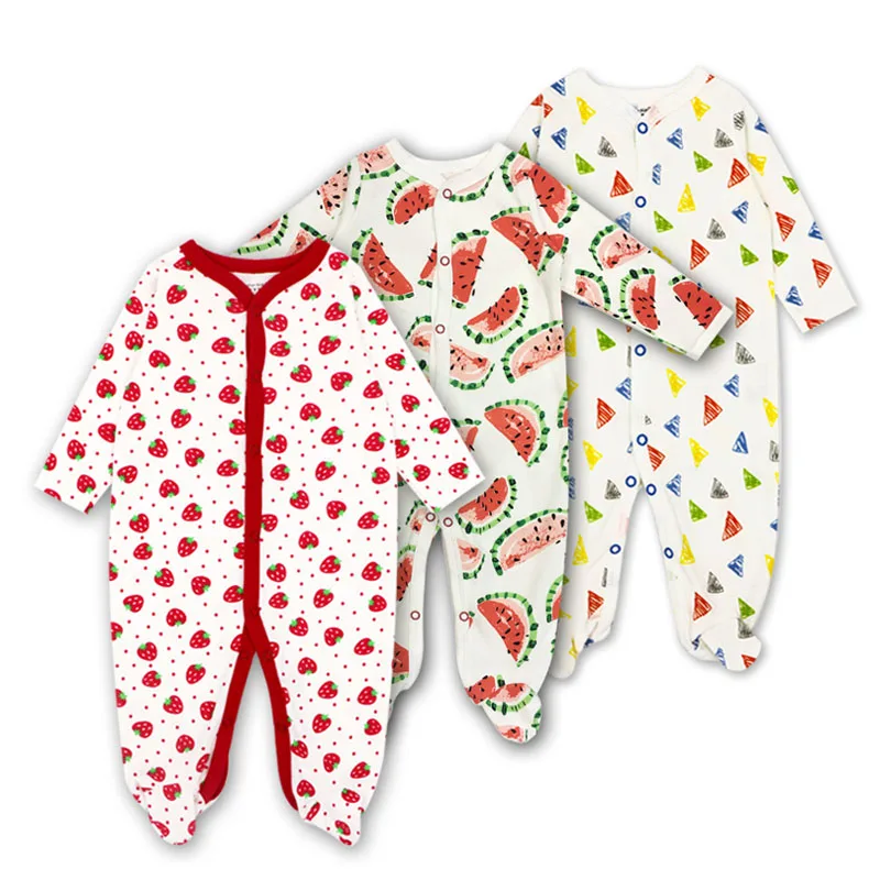 Roupas de Menina Pijamas dos Desenhos Conjunto de Roupas 3 Pcs Bebê Menino Footed Macacão Recém nascidos Confortáveis Animados Impresso Macacão Infantil Romper Meninas 5 rodadas confortável pijama recém-nascido dos desenhos animados