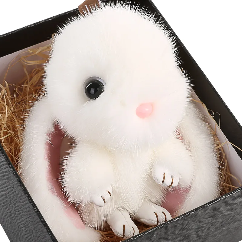 

JKP 2018 Key Chains pompom rabbit natural mink fur keychain plush bunny pendant bag ornaments keychains mink fur ball rabbit