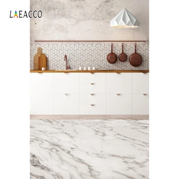 

Laeacco Modern Kitchen Room Wall Mural Photography Backdrops Panoramic Wallpaper Photo Backgrounds For Photophone Photo Studio