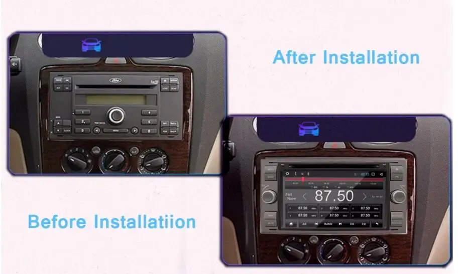 Discount 2 Din Android 7.1 Car DVD GPS Navigation Autoradio for Ford Mondeo Focus Transit C-MAX S-MAX Fiesta 2GB RAM 32GB ROM 4