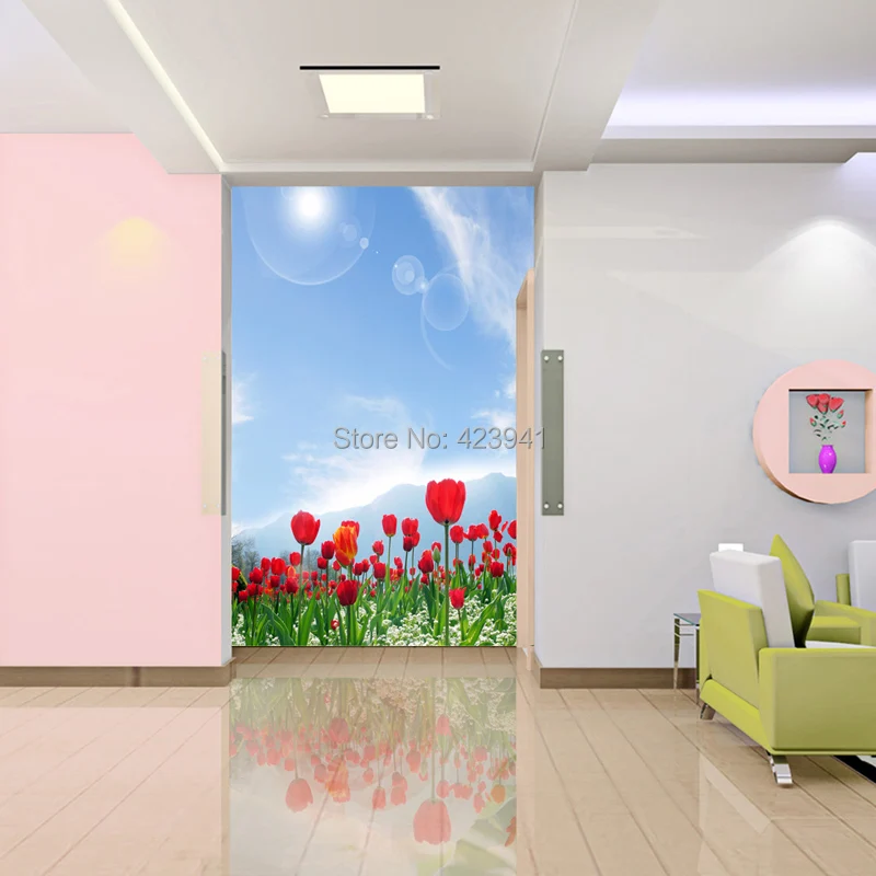 

custom large Mural wall paper decorative painting bedroom wall home decor Customized wallpaper room fabric photo flowers sky