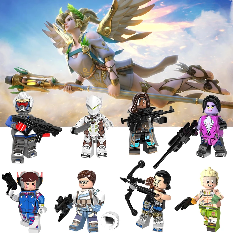 

Overwatching Legoing Figures Military Blocks Toy SOLDIER:76 Tracer Meiling Zhou Genji Shimada Hanzo JunkRat Akande Ogundimu Toys