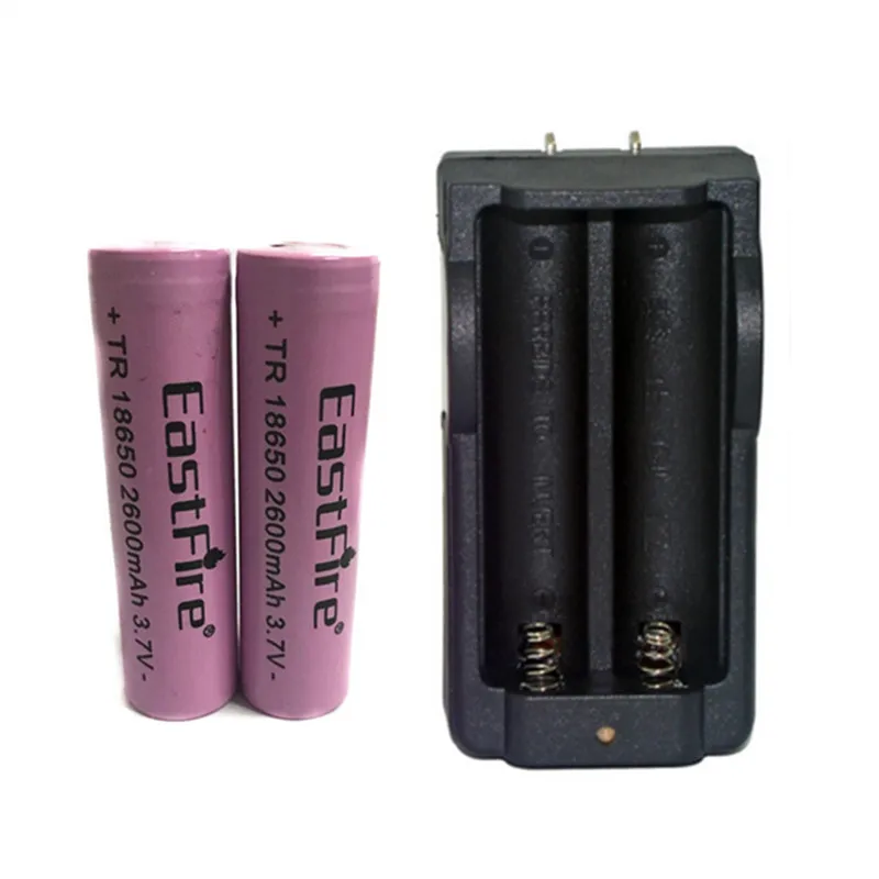 2 шт. Для EastFire 18650 3,7 2600 mAh литиевая аккумуляторная батарея+ зарядное устройство