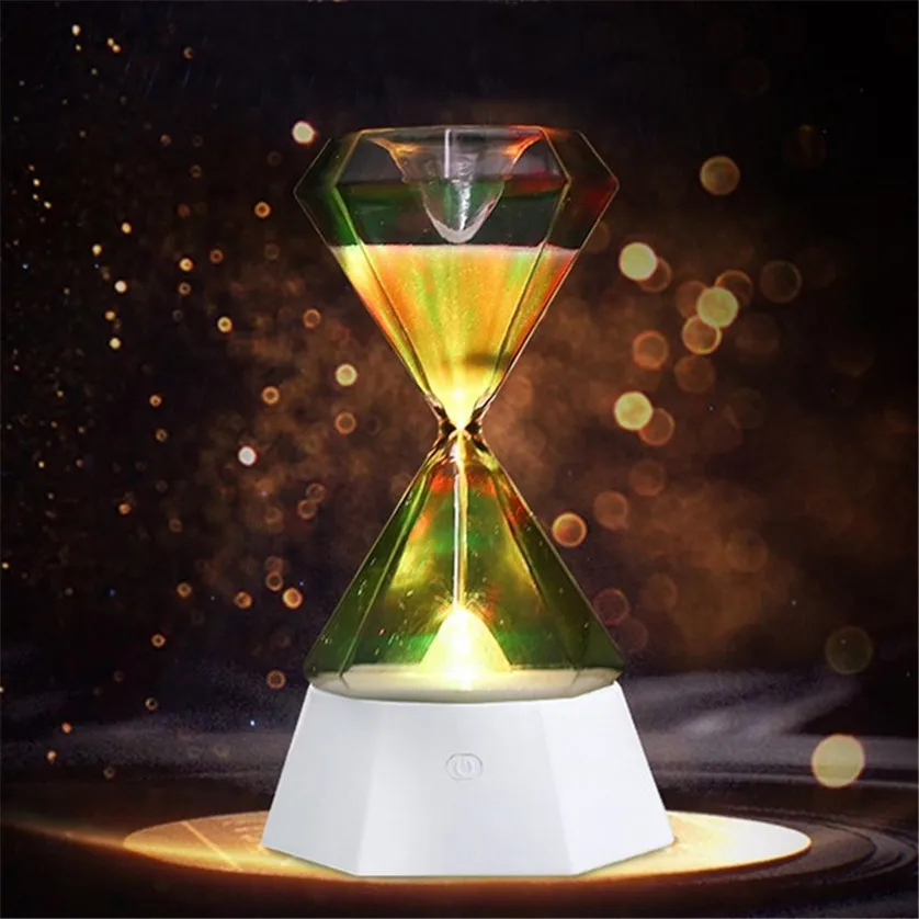 

Glass Hourglass Lights Timer LED Sand Glass Night Light Sleep Helper with Remote Control for Christmas Birthday Gifts Home Decor