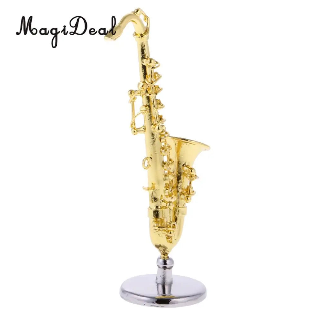 MagiDeal 1Pc Alloy Golden Miniature Saxophone for 1/12 Scale Dollhouse Bedroom Living Room Acce House Decor Child Kids Cute Toy