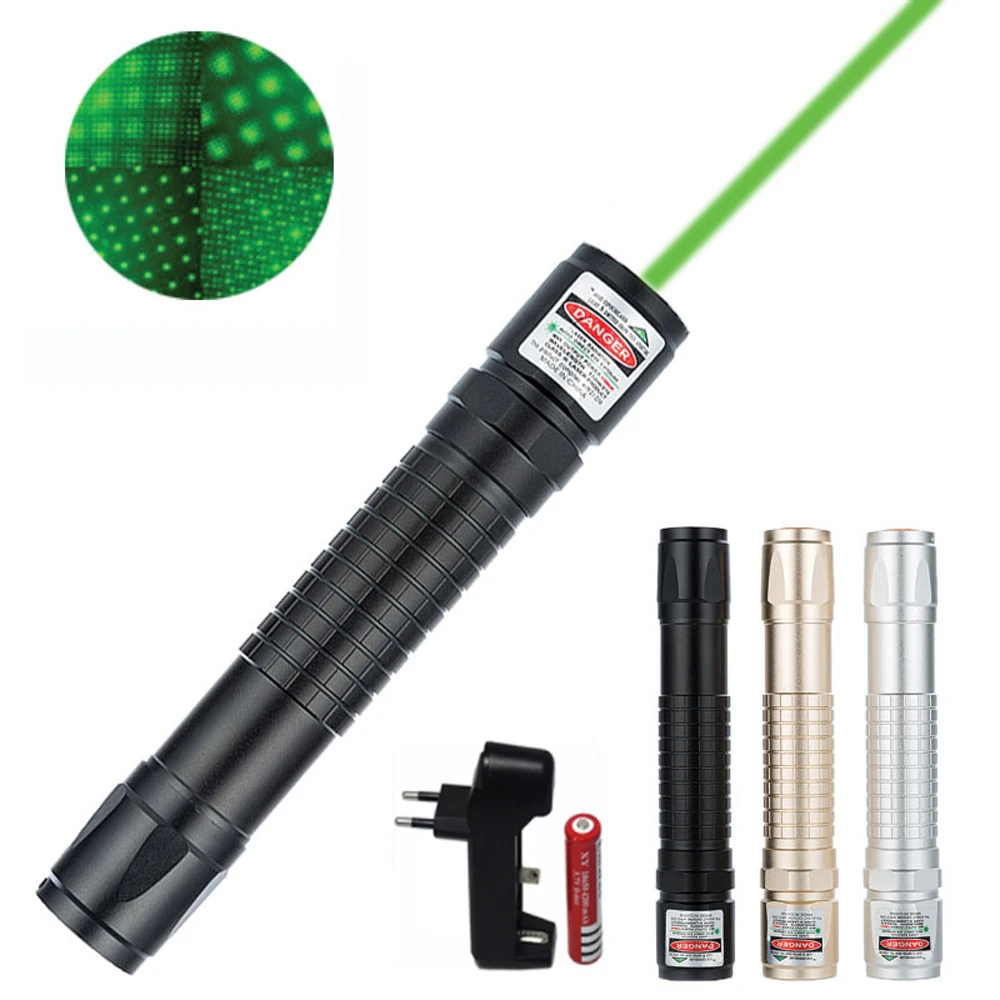 Охотничья лазерная указка Зеленая лазерная указка 532 нм 10000 м Висячие лазеры для дальних расстояний для сжигания петарды+ зарядное устройство ЕС+ аккумулятор