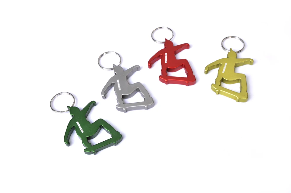 

AceCamp Portable Bottle Opener Keychain Aluminum Alloy Skateboarder Shaped Colorful Key Ring Beer Bottle Opener Camping Tool