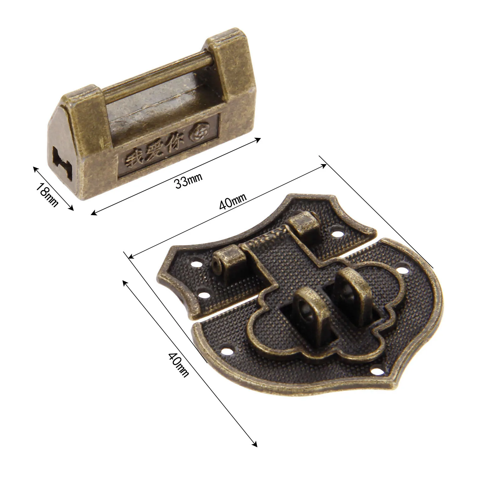 2 шт. старинное антикварное металлическое украшение деревянная коробка замок Китайский Старый латунный замок для чемодан ящик шкаф ключ