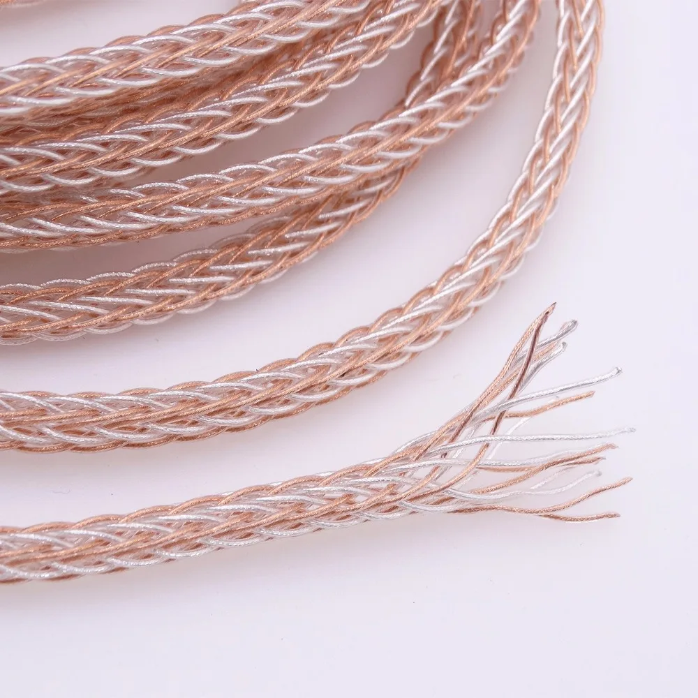 

HPHF 8 Cores 8 x 1mm(19*0.1mm) DIY Earphone Cables 5N Pcocc Copper Silver Plated Cable Clear Teflon Sleeve Insulator Material 5M