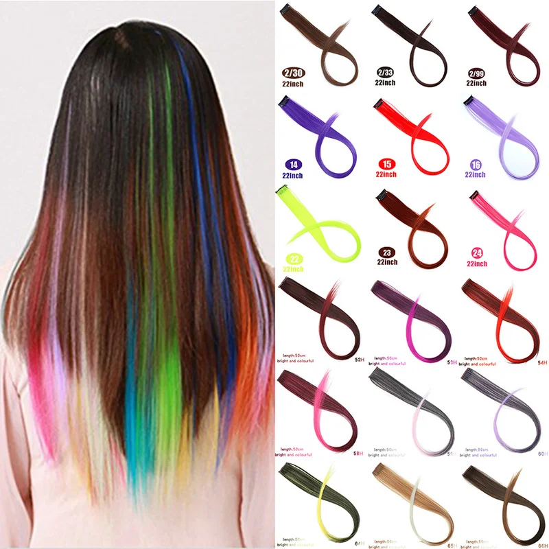

Wigs Clip Piece Hairpin Nightclub Cosplay Women Girls Decorative Korean Hair Accessories Wig Connect Colorful Straight Hair 2019