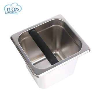 

One Piece Coffee Machine Stainless Steel Espresso Coffee Knock Box Container Coffee Grounds Container Coffee Bucket for Barista