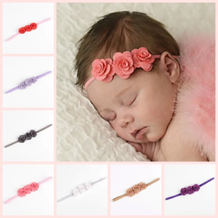 Fashion Chic Mini Rose Flower Baby Girl Headband Artificial Rose Flowers Headwear Hair Accessories Photography props baby headband