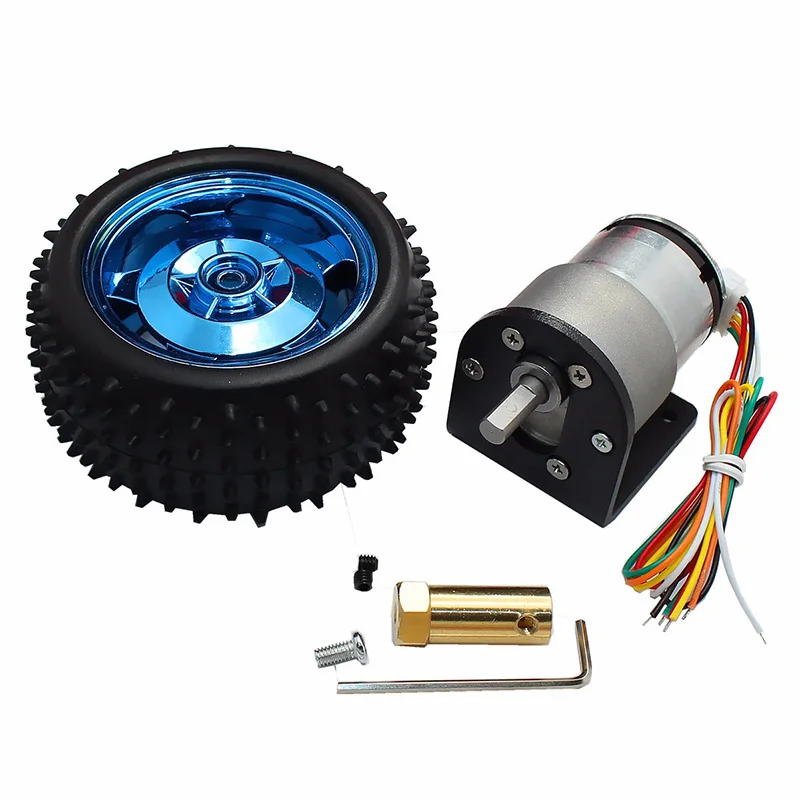 

1pc New 12V 320rpm/12V 107rpm/6V 160rpm DC Gear Motor Encoder Motor With Mounting Bracket And Wheel
