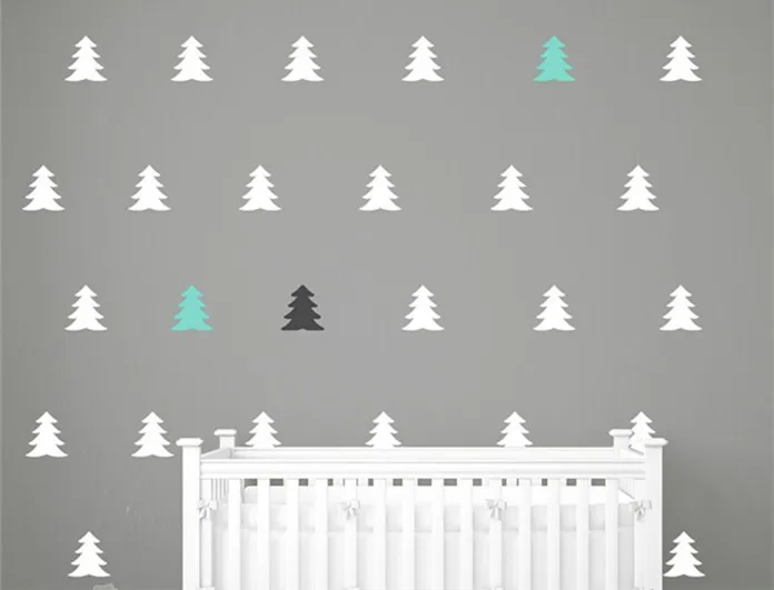 صغيرة عيد الميلاد شجرة منقوشة جدار ملصقا الحضانة الاطفال غرفة نوم حلوة ديكور جداريات مجموعة نمط زينة عيد الميلاد صائق F-43