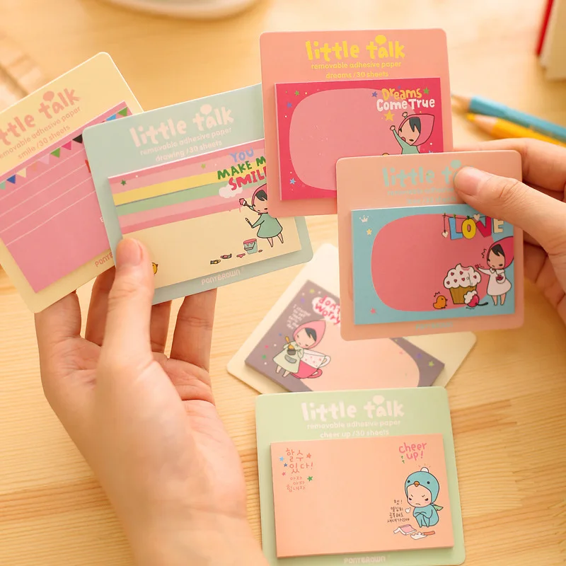

Korean 2pcs/lot cute sticker notes Convenient square stickers paper message notes paste N times kawaii memo pads random color