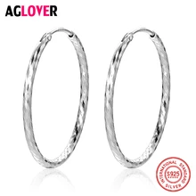 Women 100% 925 Sterling Silver Hoop Earring 28mm Round Circle Polishing Different Lines Silver Hoop Earrings Fashion Jewelry Women 100% 925 Sterling Silver Hoop Earring 28mm Round Circle Polishing Different Lines Silver Hoop Earrings Fashion Jewelry