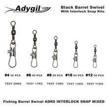 Adygil Black Fishing Barrel Swivel With Interlock Snap Kits ADBS INTERLOCK SNAP MIXED #4 #6 #8 #10 #12 220pcs/lot Adygil Black Fishing Barrel Swivel With Interlock Snap Kits ADBS INTERLOCK SNAP MIXED #4 #6 #8 #10 #12 220pcs/lot