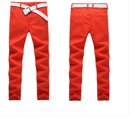 Летние Стильные мужские длинные брюки для отдыха мужские брюки средней талии вымытые тонкие длинные брюки плюс размер - Цвет: Orange Red 2