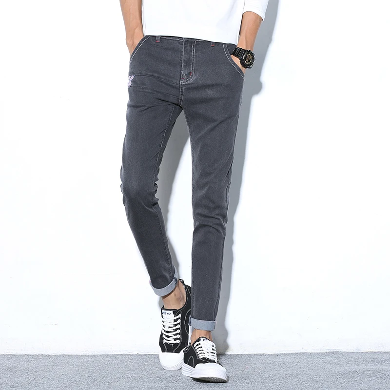 

Jeans Men's Fashion Large Size 27-36 Cotton Nine Jeans Men's Slim Casual Jeans High Quality Men's Feet Elastic Cropped Jeans