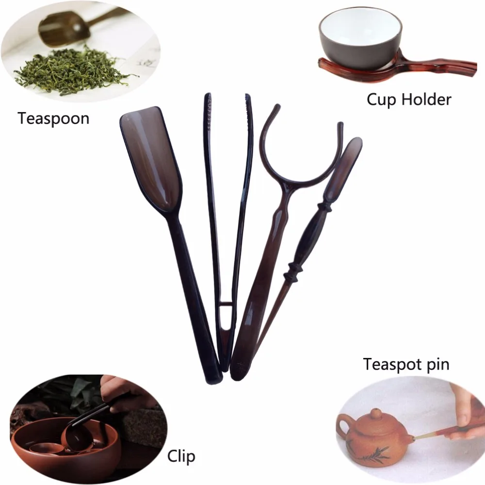 Китайский традиционный стартовый набор-4 шт. чай гонфу инструменты аксессуары чайные зажимы ножницы для чая ложки для чая B05-1