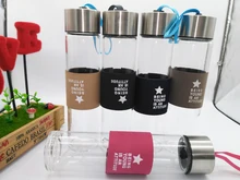 Glas Wasserflasche mit schutztasche 450 ml Trinken glas teekanne sport reise flaschen mit tee-ei