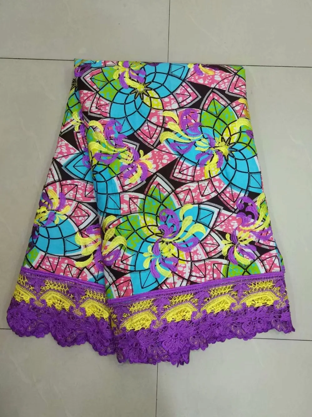 

latest style african hollandais wax lace fabrics 100% cotton african wax embroidered pattern cord lace fabric for clothe!TE-4263