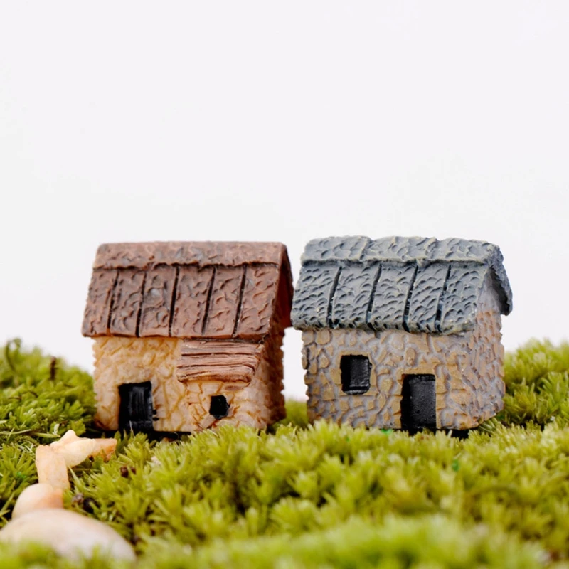 

High Quality 4Pcs/Set Miniature Gardening Landscape Micro Village Stone Houses Garden Decor