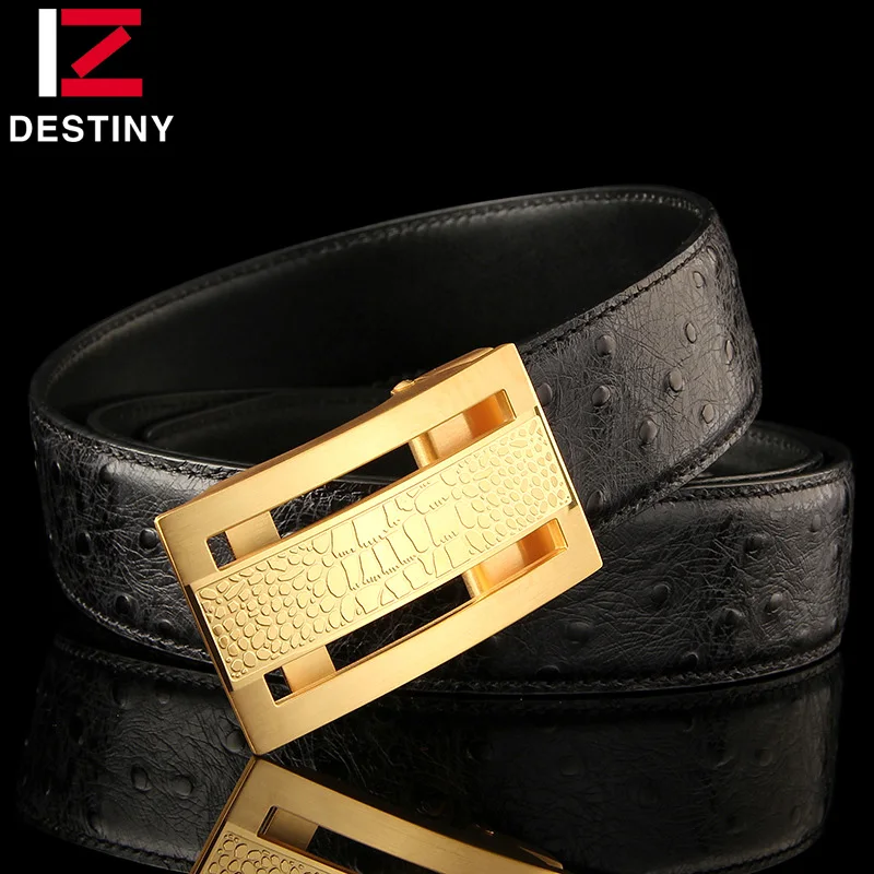 Cinturones de diseñador de destino hombres de alta calidad correa de cuero genuino de lujo famosa marca cinturón boda Acero inoxidable oro plata - 1