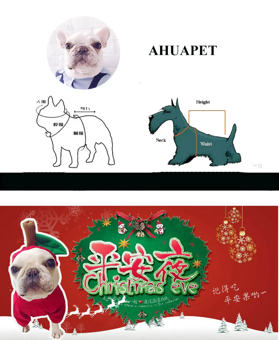 quentes bulldog francês algodão jaqueta natal animal