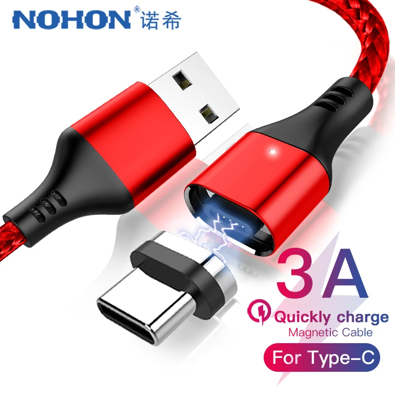 

NOHON Magnetic Cable 3A Super Fast Charging For iphone XS MAX XR Micro USB Type C For Samsung Huawei Xiaomi 9 Magnet Data Cables