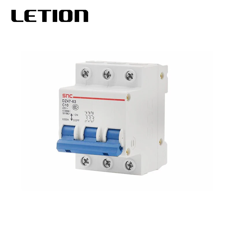 

3P C type AC 400V DZ47-63 6A 10A 16A 20A 25A 32A 40A 50A 63A Mini Circuit Breaker MCB Cutout Switch Breaker Switch Chopper