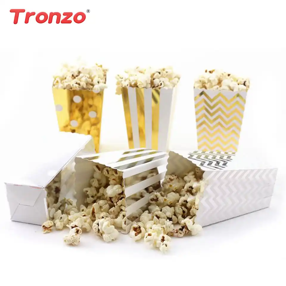 Tronzo 12 шт. коробка для попкорна, день рождения, свадьба, Декор, лакомство, золотая волна, попкорн, коробки, детские украшения для рождественско...