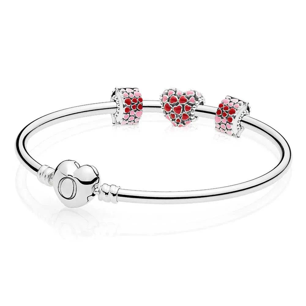 

EDELL 925 Sterling silver Burst of Lovers Jewelry Gift Set Clear CZ fit DIY Original charm Bracelets jewelry A set of prices