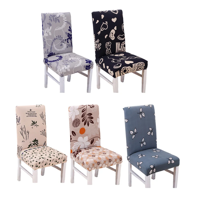 

Anti-dirty Seater Protector Cover Spandex Polyester Stretch Minimalism Nordic Style Plant Floral Modern Dining Room Chair Cover