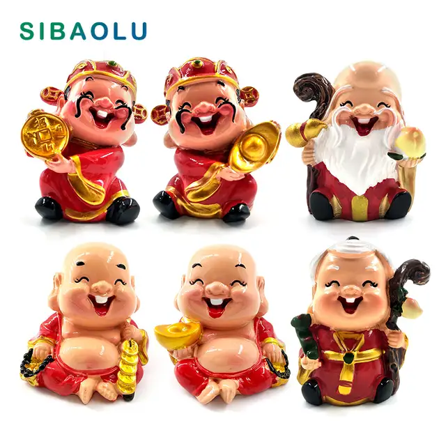 Chinese Feng Shui God Of Wealth Miniature Garden Furniture Resin