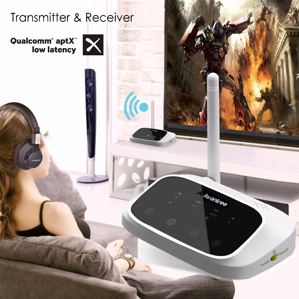bilder für Avantree LONG RANGE Bluetooth Sender und Empfänger 2-in-1 für TV Lautsprecher aptX Niedrige Latenz Unterstützung Optische und 3,5mm audio bilder für Avantree LONG RANGE Bluetooth Sender und Empfänger 2-in-1 für TV Lautsprecher aptX Niedrige Latenz Unterstützung Optische und 3,5mm audio