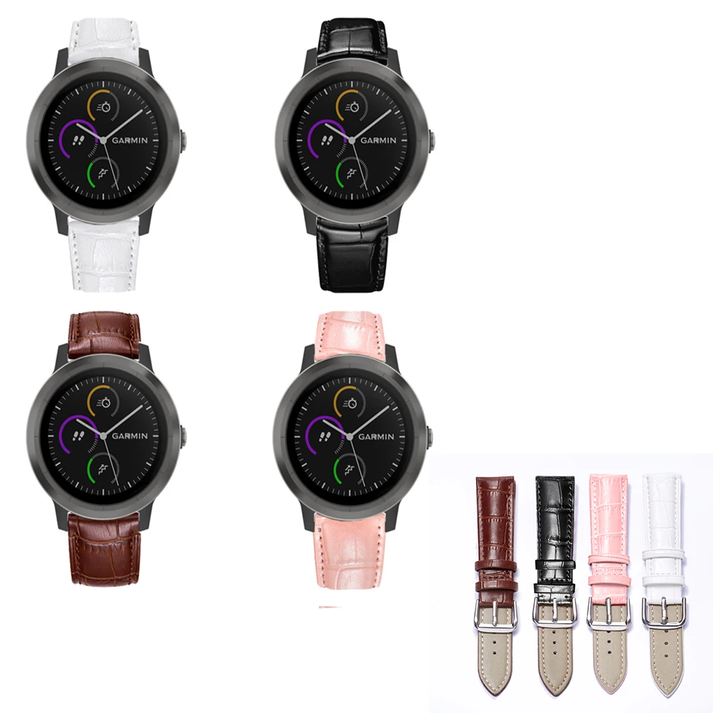20 мм качество кожи Смотреть ремешок для Garmin Vivoactive 3 заменить Для мужчин t Мода PU Кожаный браслет ремень мужской женский браслет