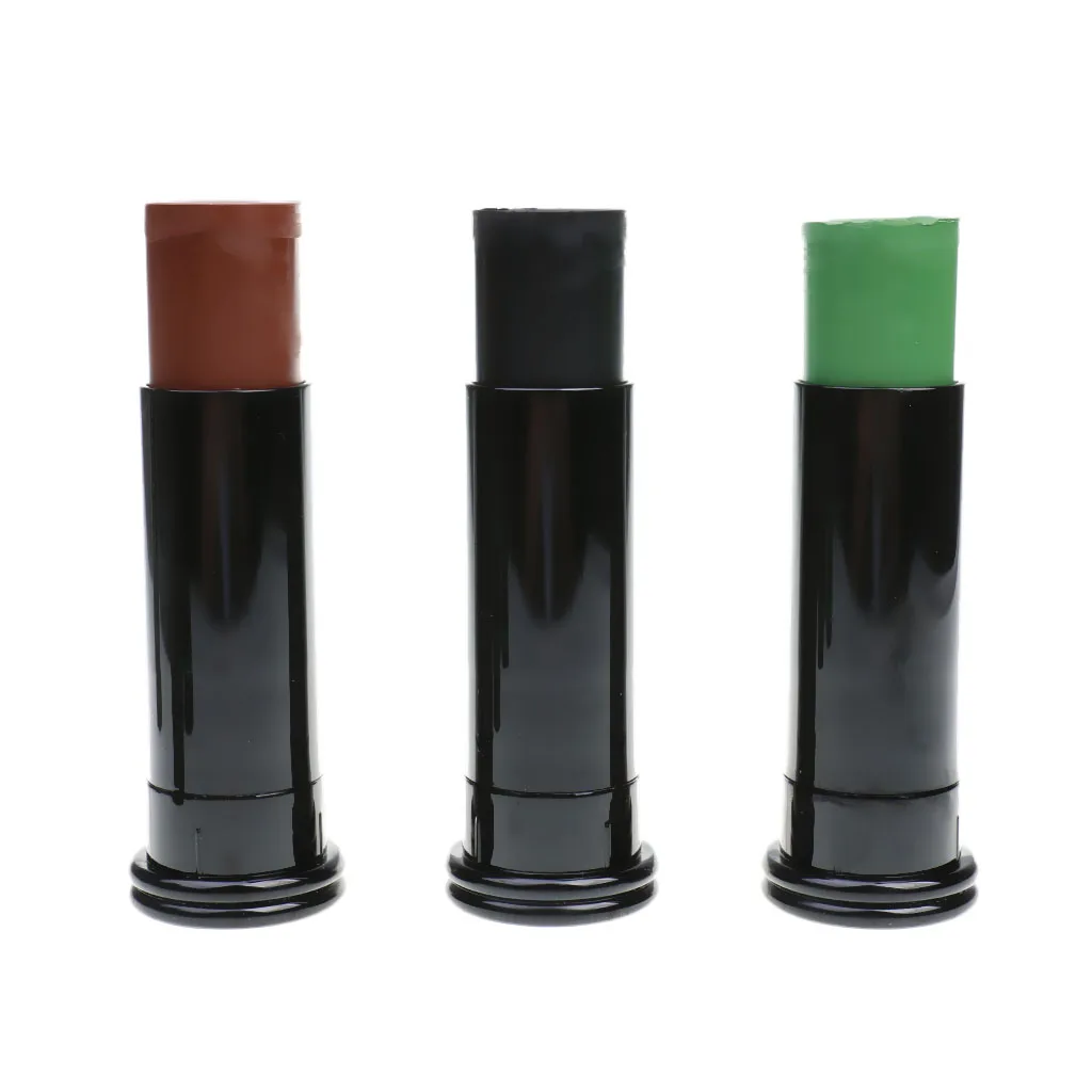 Pack of 3pcs Army Camo Face Body Paint Cream Stick Black Green Brown 7.8cm/3'' for Outdoor Field CS Tactical Colors Equipment