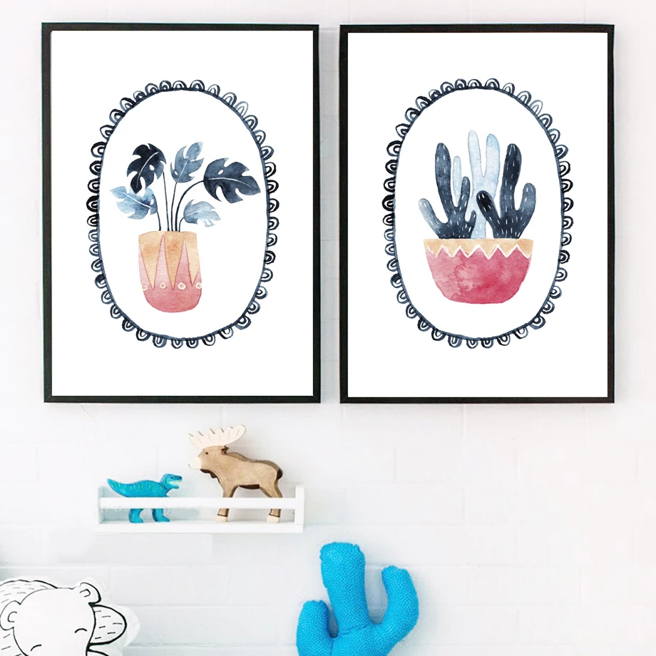 Watercolor-Cactus-Potted-Plants-Vintage-Wall-Art-Canvas-Painting-Nordic-Poster-And-Prints-Wall-Pictures-For (2)