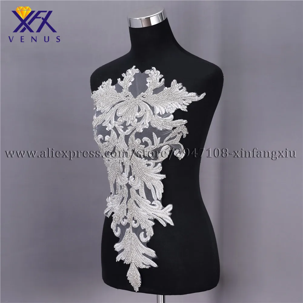 

XFX VENUS 5pcs Lady Wedding Clothes crystal bodice applique fashion Handmade crystal bodice applique Flowers Embroidery Patches