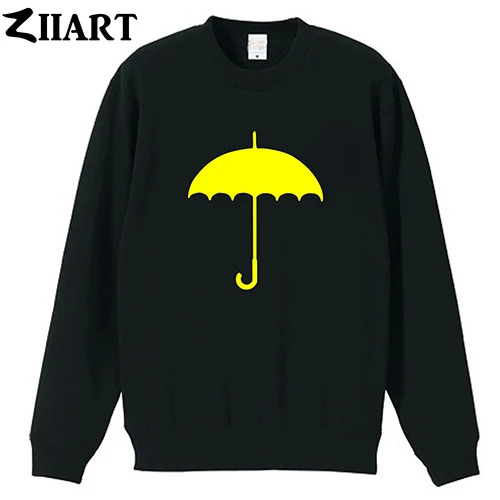 HIMYM желтый зонт для пары одежда для мальчиков Мужской Хлопковый осенне-зимний флисовый свитер - Цвет: BLACK