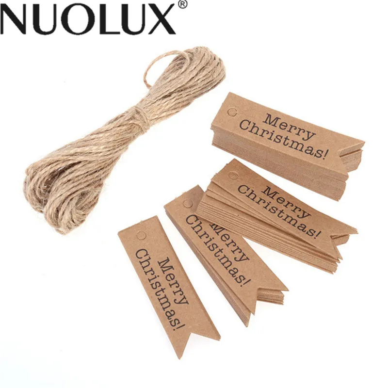 

100pcs Paper Tags Craft Tags Merry Christmas Hang Labels Bookmark Tags