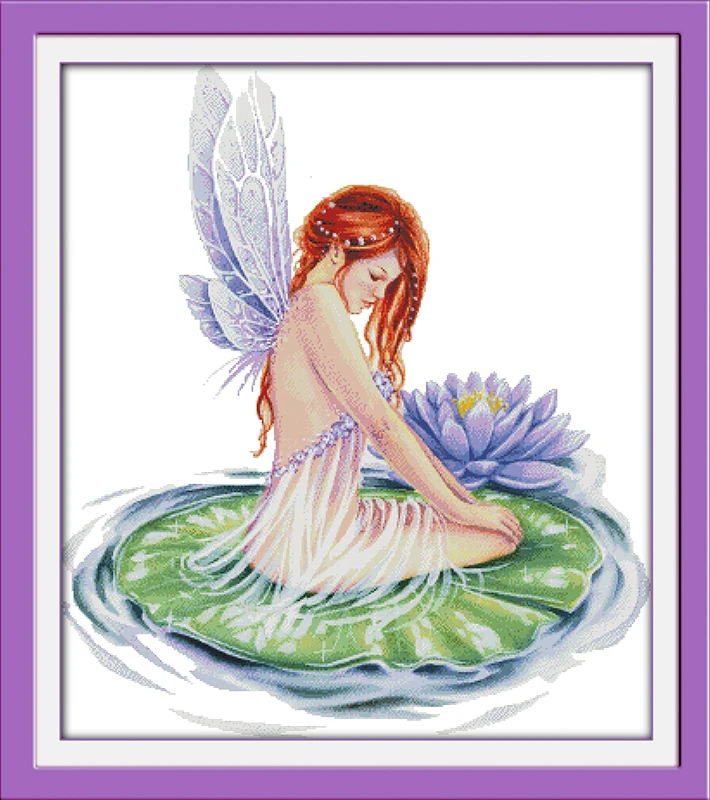 

Naiad Water Fairy DMC People Set Cross stitch kits Cross-Stitching Printed Embroidery DIY Handmade Needlework Home Decor Ricamo