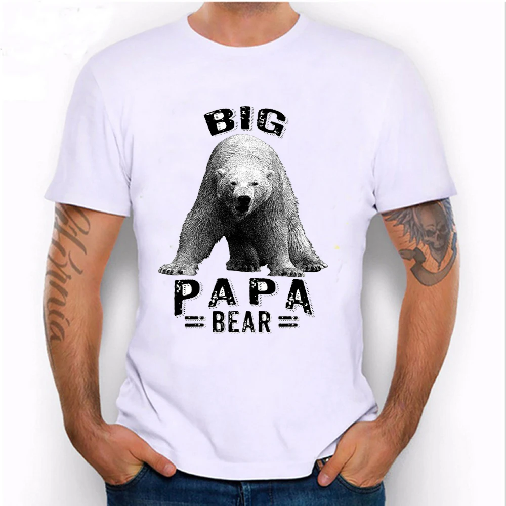 

2017 new men Summer funny Tops Tees casual Big Papa Bear Black Text Polar Bear T-Shirt Man o-neck short sleeve Fashion Tshirts
