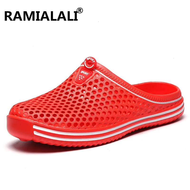 Пляжные шлепанцы; дышащие летние мужские вьетнамки; Легкие массажные мужские шлепанцы; нескользящая Повседневная обувь; zapatos hombre - Цвет: Красный