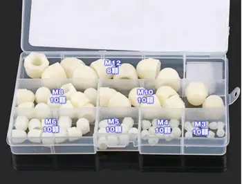 

68pcs/set Nylon nut hex socket nut nylon cap M3 M4 M5 M6 M8 M10 M12 nuts plastic nuts black white for screws